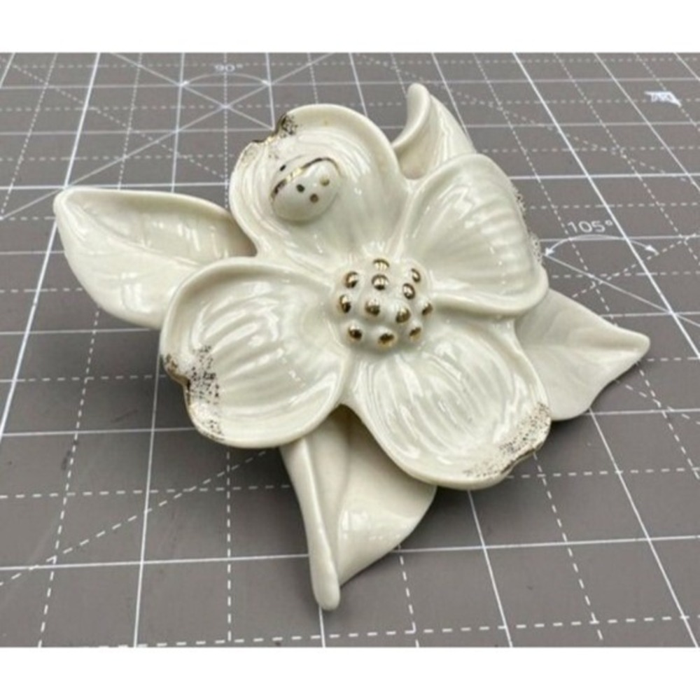 Lenox Porcelain Dogwood Flower Blossom with Ladybug Figurine 4.5"
